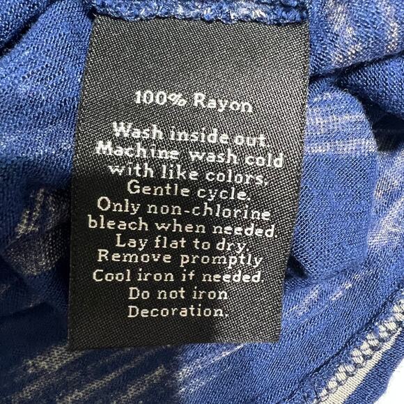 Rock & Republic SMALL Blue Gray Gold Rose Foil Metallic Print Burnout Tee Shirt - Picture 6 of 6